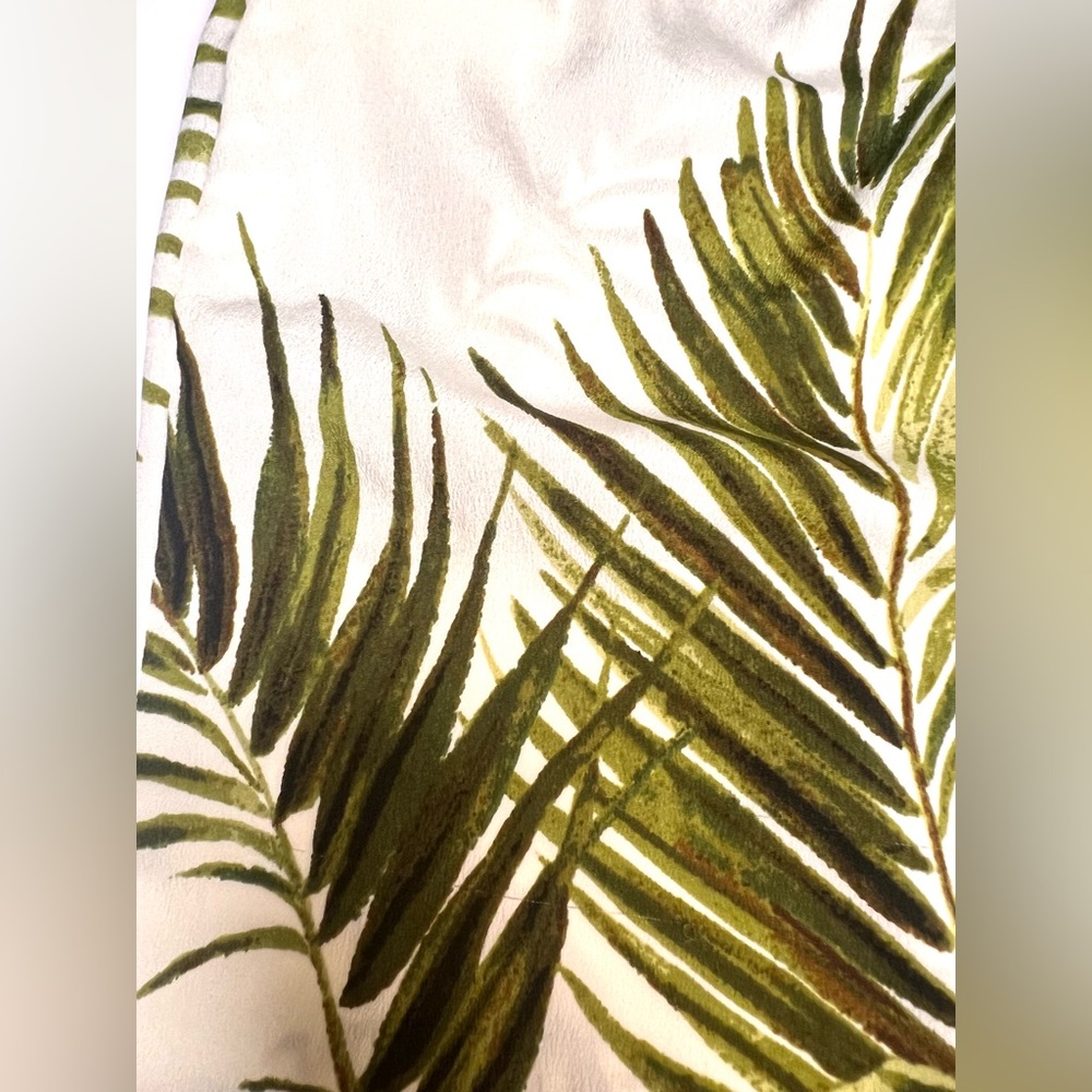 H&M Hawaiian Palm Tree Print Casual Pants - Semi See Thru White & Green Tropical - Picture 8 of 13
